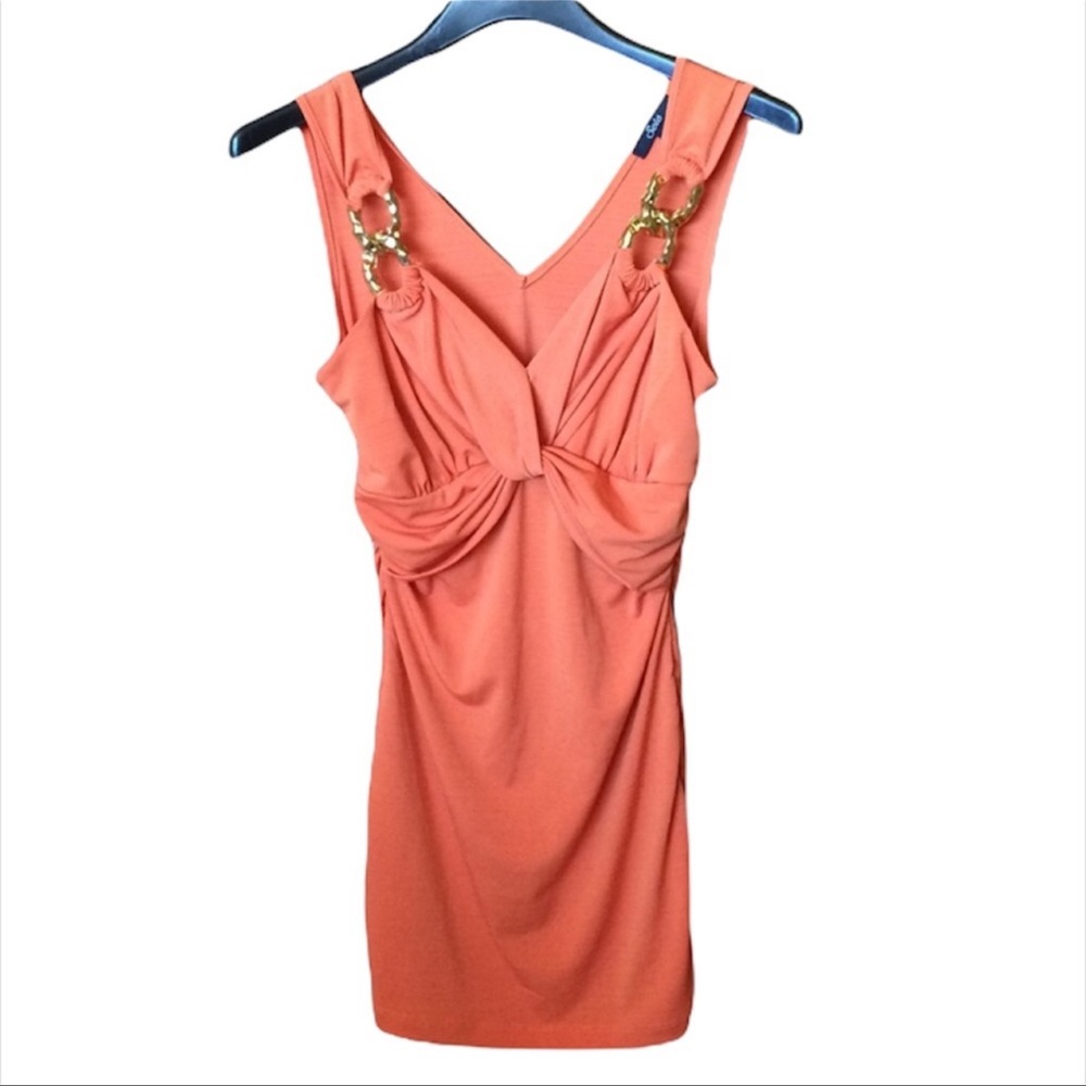 Orange tank top with gold chains